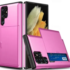 Phone Case For Samsung Galaxy S25 S24 S23 S22 S21 FE S21 Ultra Plus S20 Back Cover Card Holder Dustproof Shockproof Solid Colored TPU