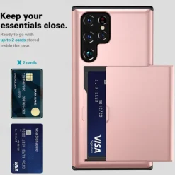 Phone Case For Samsung Galaxy S25 S24 S23 S22 S21 FE S21 Ultra Plus S20 Back Cover Card Holder Dustproof Shockproof Solid Colored TPU