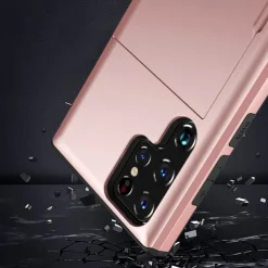 Phone Case For Samsung Galaxy S25 S24 S23 S22 S21 FE S21 Ultra Plus S20 Back Cover Card Holder Dustproof Shockproof Solid Colored TPU