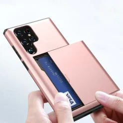 Phone Case For Samsung Galaxy S25 S24 S23 S22 S21 FE S21 Ultra Plus S20 Back Cover Card Holder Dustproof Shockproof Solid Colored TPU