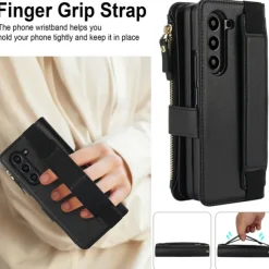 Phone Case For Samsung Galaxy Z Fold 7 Z Fold 6 Z Fold 5 Z Fold 4 Z Fold 3 Wallet Case with Stand Holder Magnetic Zipper Retro TPU PU Leather
