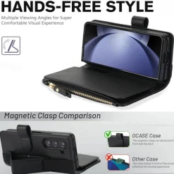 Phone Case For Samsung Galaxy Z Fold 7 Z Fold 6 Z Fold 5 Z Fold 4 Z Fold 3 Wallet Case with Stand Holder Magnetic Zipper Retro TPU PU Leather