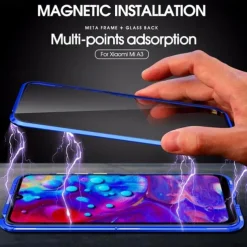 Phone Case For Samsung Galaxy A34 A54 A53 A23 Magnetic Adsorption with Screen Protector Transparent Magnetic Transparent Tempered Glass Metal