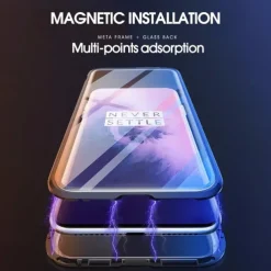 Phone Case For Samsung Galaxy A34 A54 A53 A23 Magnetic Adsorption with Screen Protector Transparent Magnetic Transparent Tempered Glass Metal