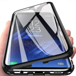 Phone Case For Samsung Galaxy A34 A54 A53 A23 Magnetic Adsorption with Screen Protector Transparent Magnetic Transparent Tempered Glass Metal