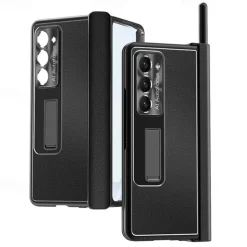 Phone Case For Samsung Galaxy Z Fold 7 Z Fold 6 Z Fold 5 Z Fold 4 Z Fold 3 Back Cover with Stand Holder with Screen Protector Pencil Holder PC Metal PU Leather