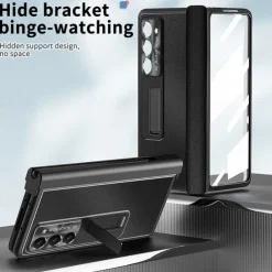 Phone Case For Samsung Galaxy Z Fold 7 Z Fold 6 Z Fold 5 Z Fold 4 Z Fold 3 Back Cover with Stand Holder with Screen Protector Pencil Holder PC Metal PU Leather