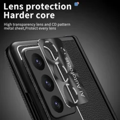 Phone Case For Samsung Galaxy Z Fold 7 Z Fold 6 Z Fold 5 Z Fold 4 Z Fold 3 Back Cover with Stand Holder with Screen Protector Pencil Holder PC Metal PU Leather