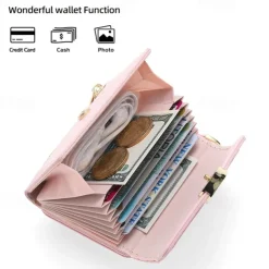 Phone Case For Samsung Galaxy Z Flip 6 Z Flip 5 Z Flip 4 Z Flip 3 Handbag Purse Wallet Case Flip Zipper with Removable Cross Body Strap Solid Colored PU Leather