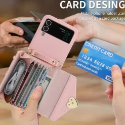 Phone Case For Samsung Galaxy Z Flip 6 Z Flip 5 Z Flip 4 Z Flip 3 Handbag Purse Wallet Case Flip Zipper with Removable Cross Body Strap Solid Colored PU Leather