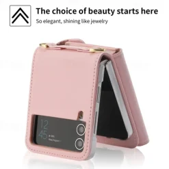 Phone Case For Samsung Galaxy Z Flip 6 Z Flip 5 Z Flip 4 Z Flip 3 Handbag Purse Wallet Case Flip Zipper with Removable Cross Body Strap Solid Colored PU Leather