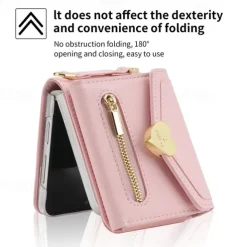 Phone Case For Samsung Galaxy Z Flip 6 Z Flip 5 Z Flip 4 Z Flip 3 Handbag Purse Wallet Case Flip Zipper with Removable Cross Body Strap Solid Colored PU Leather