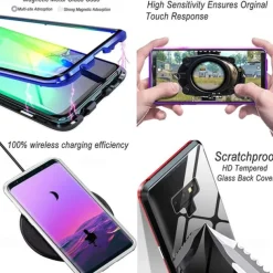 Phone Case For Samsung Galaxy S25 S24 S23 Ultra Plus S22 Plus Ultra A14 A34 A54 A53 A33 A13 Magnetic Adsorption with Screen Protector Transparent Magnetic Transparent Tempered Glass Metal