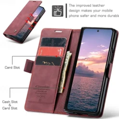Phone Case For Samsung Galaxy Z Fold 7 Z Fold 6 Z Fold 5 Z Fold 4 Flip Cover with Stand Holder Magnetic Card Slot Retro TPU PU Leather