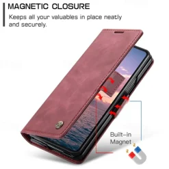 Phone Case For Samsung Galaxy Z Fold 7 Z Fold 6 Z Fold 5 Z Fold 4 Flip Cover with Stand Holder Magnetic Card Slot Retro TPU PU Leather