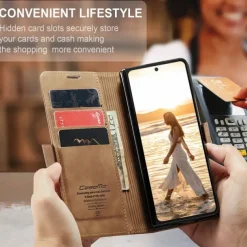 Phone Case For Samsung Galaxy Z Fold 7 Z Fold 6 Z Fold 5 Z Fold 4 Flip Cover with Stand Holder Magnetic Card Slot Retro TPU PU Leather