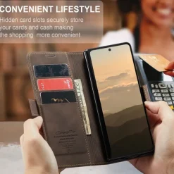 Phone Case For Samsung Galaxy Z Fold 7 Z Fold 6 Z Fold 5 Z Fold 4 Flip Cover with Stand Holder Magnetic Card Slot Retro TPU PU Leather