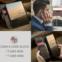 Phone Case For Samsung Galaxy Z Fold 7 Z Fold 6 Z Fold 5 Z Fold 4 Flip Cover with Stand Holder Magnetic Card Slot Retro TPU PU Leather