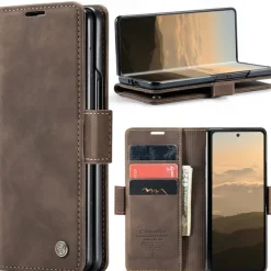 Phone Case For Samsung Galaxy Z Fold 7 Z Fold 6 Z Fold 5 Z Fold 4 Flip Cover with Stand Holder Magnetic Card Slot Retro TPU PU Leather