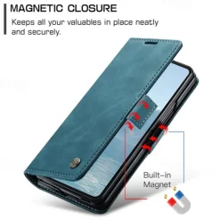 Phone Case For Samsung Galaxy Z Fold 7 Z Fold 6 Z Fold 5 Z Fold 4 Flip Cover with Stand Holder Magnetic Card Slot Retro TPU PU Leather