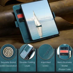 Phone Case For Samsung Galaxy Z Fold 7 Z Fold 6 Z Fold 5 Z Fold 4 Flip Cover with Stand Holder Magnetic Card Slot Retro TPU PU Leather