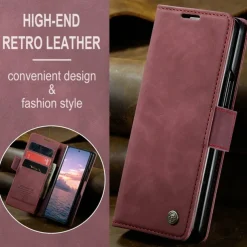 Phone Case For Samsung Galaxy Z Fold 7 Z Fold 6 Z Fold 5 Z Fold 4 Flip Cover with Stand Holder Magnetic Card Slot Retro TPU PU Leather