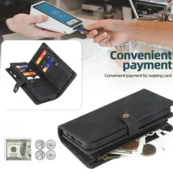 Phone Case For Samsung Galaxy S23 Ultra Plus S22 Plus Ultra S21 FE A14 A54 A73 A32 A42 A22 Wallet Case Detachable Zipper with Wrist Strap Solid Colored TPU PU Leather