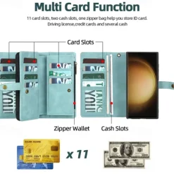 Phone Case For Samsung Galaxy S23 Ultra Plus S22 Plus Ultra S21 FE A14 A54 A73 A32 A42 A22 Wallet Case Detachable Zipper with Wrist Strap Solid Colored TPU PU Leather