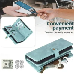 Phone Case For Samsung Galaxy S23 Ultra Plus S22 Plus Ultra S21 FE A14 A54 A73 A32 A42 A22 Wallet Case Detachable Zipper with Wrist Strap Solid Colored TPU PU Leather