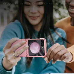 Phone Case For Z Flip 6 Z Flip 5 Back Cover with Screen Protector Shockproof Retro TPU PC