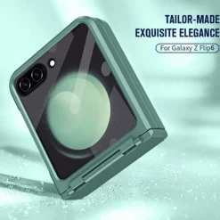 Phone Case For Z Flip 6 Z Flip 5 Back Cover with Screen Protector Shockproof Retro TPU PC