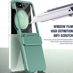 Phone Case For Z Flip 6 Z Flip 5 Back Cover with Screen Protector Shockproof Retro TPU PC