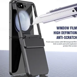 Phone Case For Z Flip 6 Z Flip 5 Back Cover with Screen Protector Shockproof Retro TPU PC