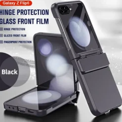 Phone Case For Z Flip 6 Z Flip 5 Back Cover with Screen Protector Shockproof Retro TPU PC