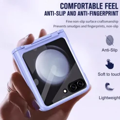 Phone Case For Z Flip 6 Z Flip 5 Back Cover with Screen Protector Shockproof Retro TPU PC