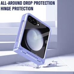 Phone Case For Z Flip 6 Z Flip 5 Back Cover with Screen Protector Shockproof Retro TPU PC