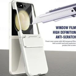 Phone Case For Z Flip 6 Z Flip 5 Back Cover with Screen Protector Shockproof Retro TPU PC