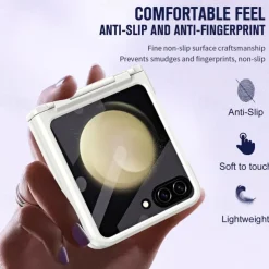 Phone Case For Z Flip 6 Z Flip 5 Back Cover with Screen Protector Shockproof Retro TPU PC