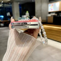 Phone Case For Z Fold 7 Z Fold 6 Z Fold 5 Z Fold 4 Z Fold 3 Back Cover with Wrist Strap Shockproof Retro PC