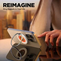 Phone Ring Holder Adjustable Magnetic Removable Phone Holder for Office Desk Kitchen Compatible with iPhone 13 iPhone 12 Phone Accessory