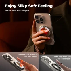 Phone Ring Holder Adjustable Magnetic Removable Phone Holder for Office Desk Kitchen Compatible with iPhone 13 iPhone 12 Phone Accessory