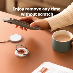Phone Ring Holder Adjustable Magnetic Removable Phone Holder for Office Desk Kitchen Compatible with iPhone 13 iPhone 12 Phone Accessory