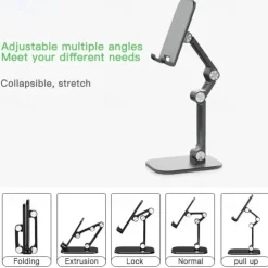 Phone Stand Cell phone tablet universal three-stage foldable lift Flexible Table Desktop Adjustable Cell Smartphone Stand