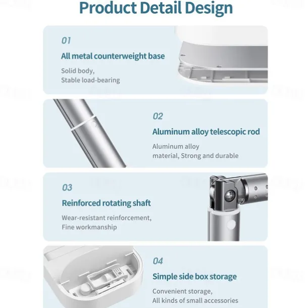 Phone Stand Portable Foldable Adjustable Phone Holder for Outdoor Selfies / Vlogging / Live Streaming Office Compatible with Tablet All Mobile Phone Phone Accessory