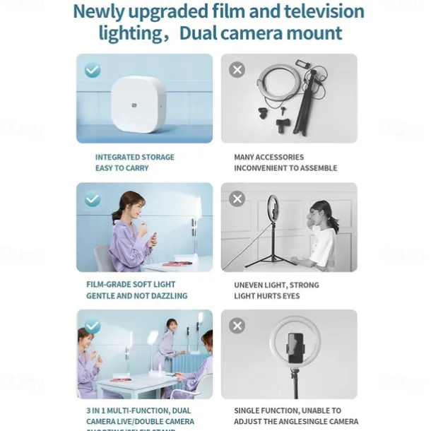 Phone Stand Portable Foldable Adjustable Phone Holder for Outdoor Selfies / Vlogging / Live Streaming Office Compatible with Tablet All Mobile Phone Phone Accessory