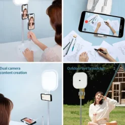 Phone Stand Portable Foldable Adjustable Phone Holder for Outdoor Selfies / Vlogging / Live Streaming Office Compatible with Tablet All Mobile Phone Phone Accessory