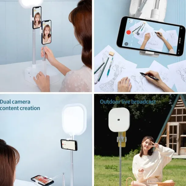 Phone Stand Portable Foldable Adjustable Phone Holder for Outdoor Selfies / Vlogging / Live Streaming Office Compatible with Tablet All Mobile Phone Phone Accessory