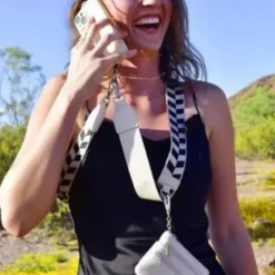 Phone Strap with Zippered Pouch Adjustable Nylon Canvas Crossbody Lanyard Detachable Wristlet & Innovative Hanging Phone Card