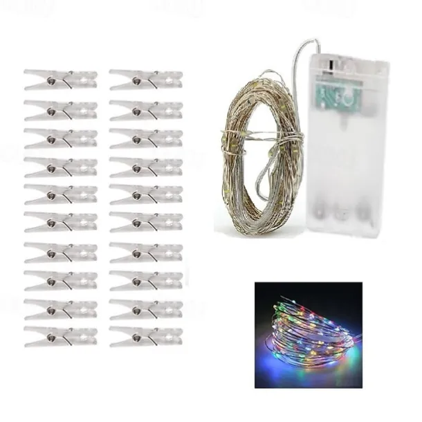 Photo Clip String Lights 3M LED Fairy Lights Outdoor Wedding Decoration Battery Operated Christmas Patio Wedding Decoration Party Home