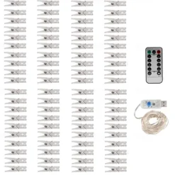 Photo Clip String Lights 10M with 100 Clips LED Fairy Lights for Dorm Party Garland Christmas Decoration Party Wedding Christmas String Lights
